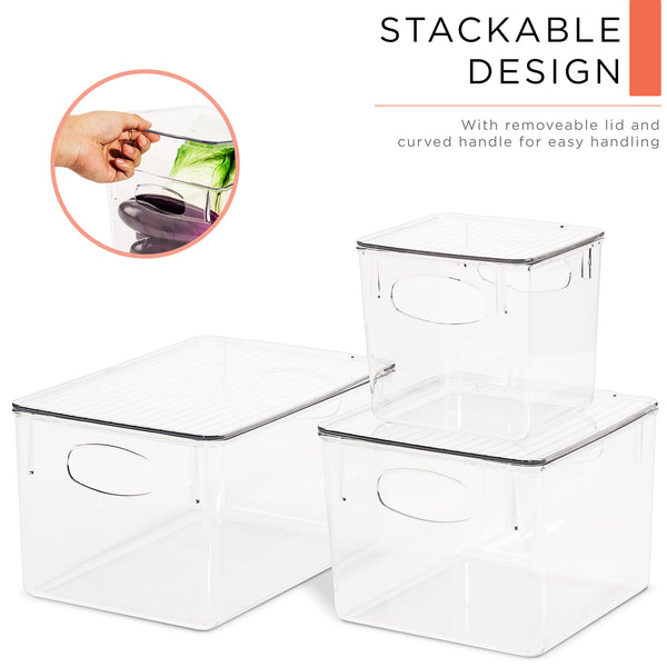 Sorbus Plastic Container Bin With Lids (Variety Set)