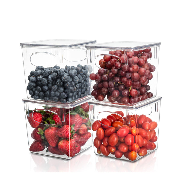 sorbus Plastic Container Bins with Lids (4 Pack)