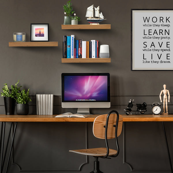 Sorbus Rustic Rectangle Floating Shelves (3 Pack)