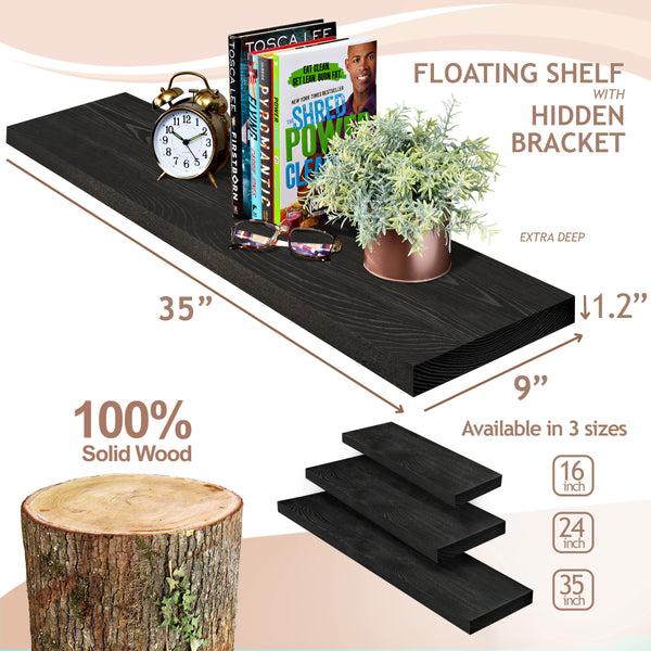 Sorbus Solid Wood Floating Shelves (35” Set Of 2)