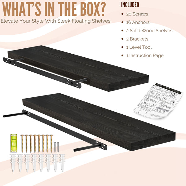 Sorbus Solid Wood Floating Shelves (35” Set Of 2)