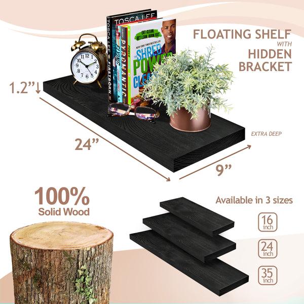 Sorbus Solid Wood Floating Shelves (Set Of 2 24”)