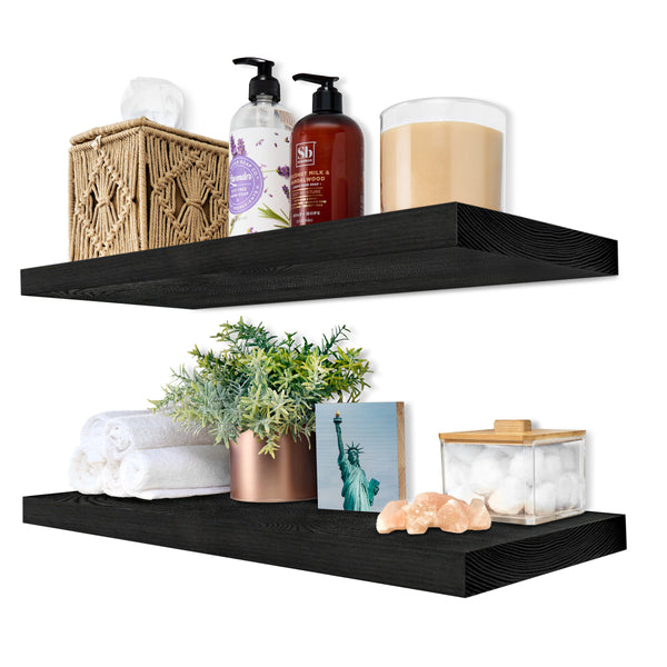 sorbus Solid Wood Floating Shelves (Set of 2 24”)