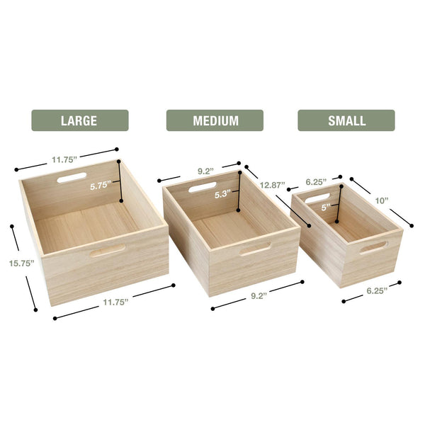 Sorbus Storage Bins (3 Pack Unfinished Wood)