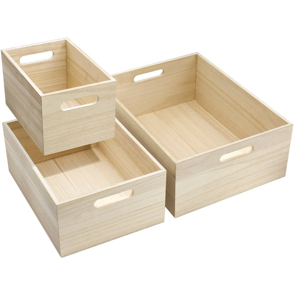sorbus Storage Bins (3 Pack Unfinished Wood)