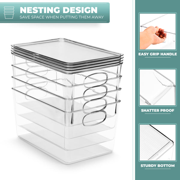Sorbus Storage Bins With Lids Set (Large)