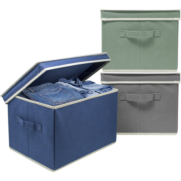 sorbus Storage Box Bins With Lid (Set of 3)
