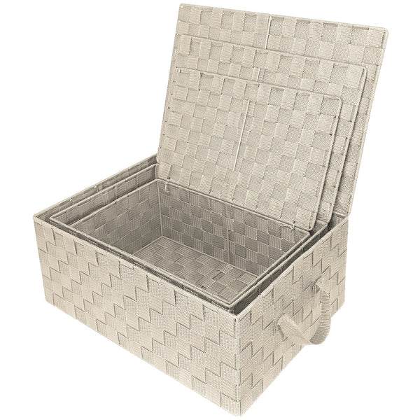 Sorbus Storage Woven Basket With Lid (3 Pack)