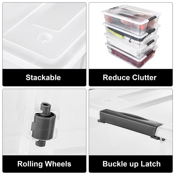 Sorbus Underbed Bins With Lids (Set Of 4)