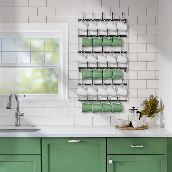 Sorbus Wall-Mounted Coffee Mug Holder (27 Hooks)