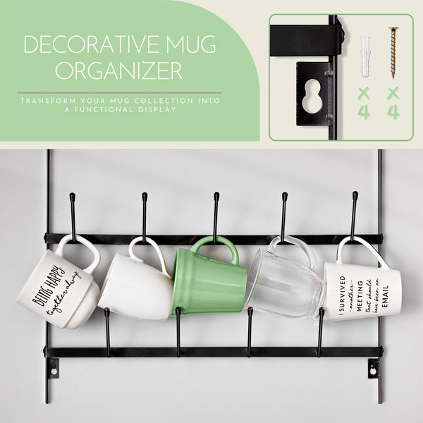Sorbus Wall-Mounted Coffee Mug Holder (27 Hooks)