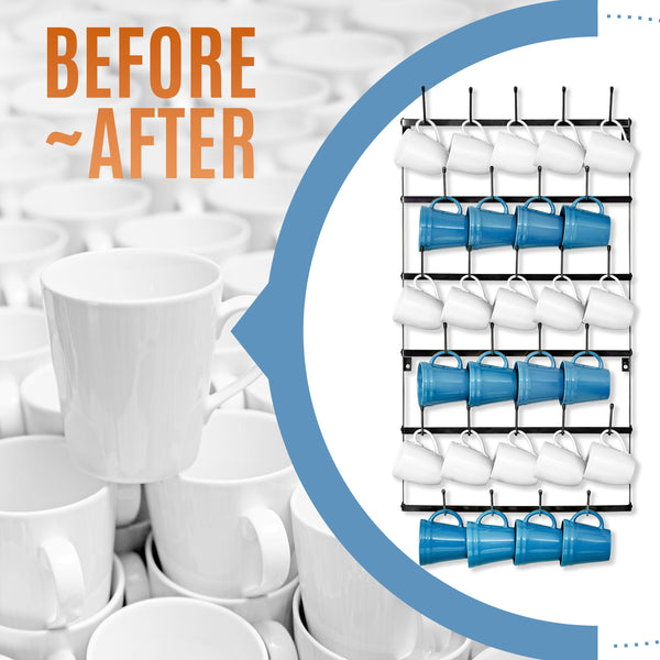 Sorbus Wall-Mounted Coffee Mug Holder (27 Hooks)