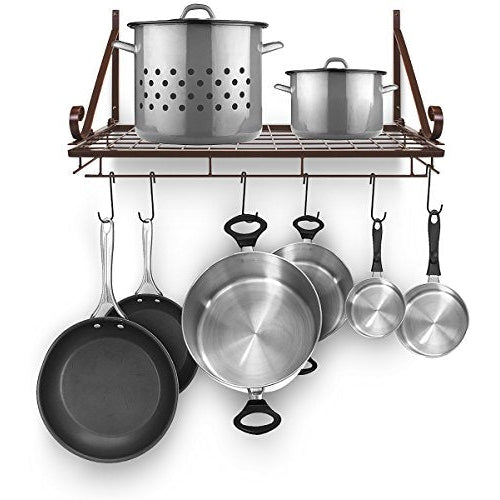 Sorbus Wall Mounted Pot Rack With Hooks