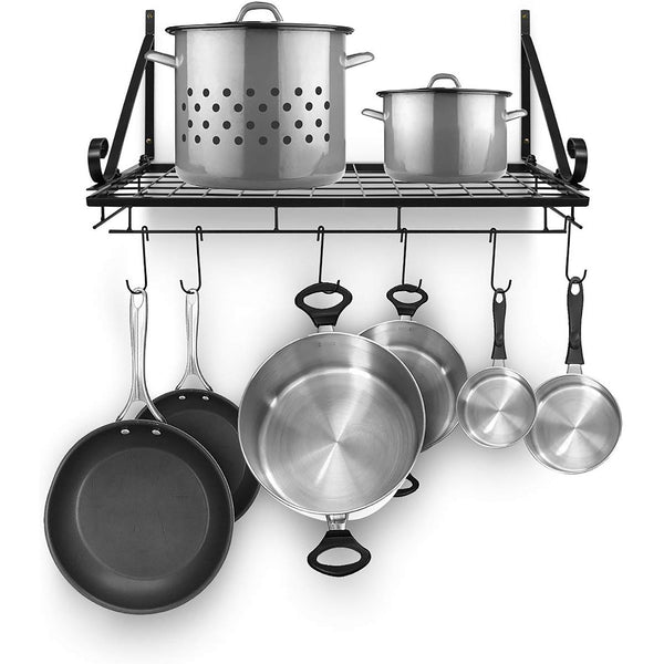sorbus Wall Mounted Pot Rack with Hooks