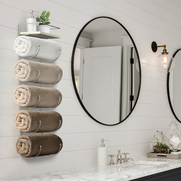 Sorbus Wall Mounted Towel Rack With Shelf