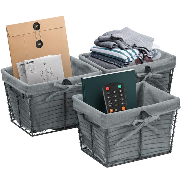 sorbus Wire Basket Bins (Set of 3)