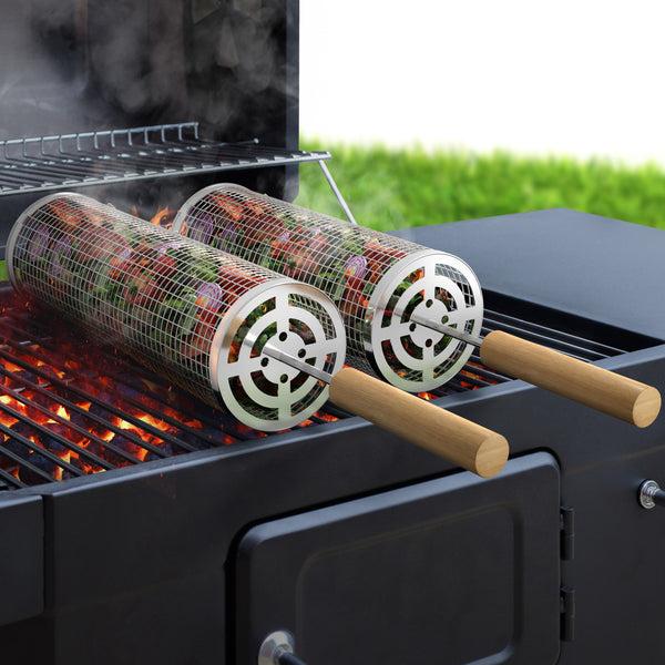 Sorbus Stainless Steel Rolling Barbecue Grilling Basket - 2 Piece