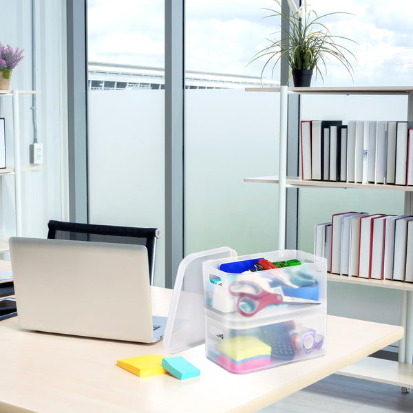 Sorbus Storage Organizer Bin Frosted Set With Lids (2 Pack)