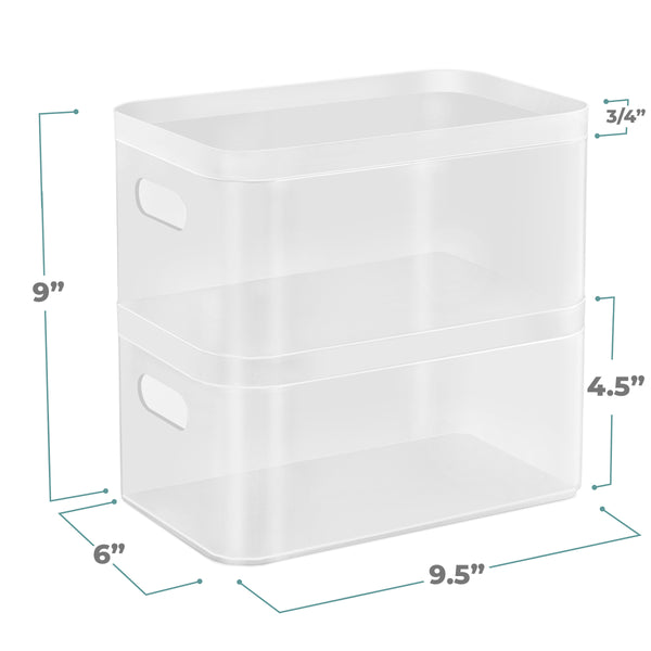 Sorbus Storage Organizer Bin Frosted Set With Lids (2 Pack)