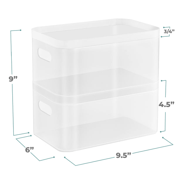 Sorbus Storage Organizer Bin Frosted Set With Lids (2 Pack)