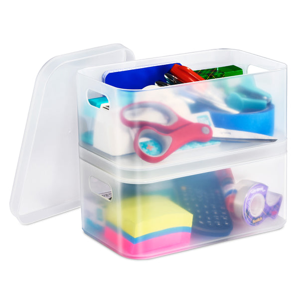 sorbus Storage Organizer Bin Frosted Set with Lids (2 Pack)