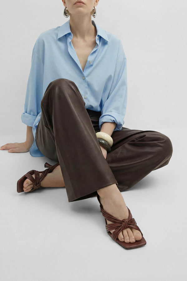 Souliers Martinez AMANDADark Brown Woven Leather Sandals