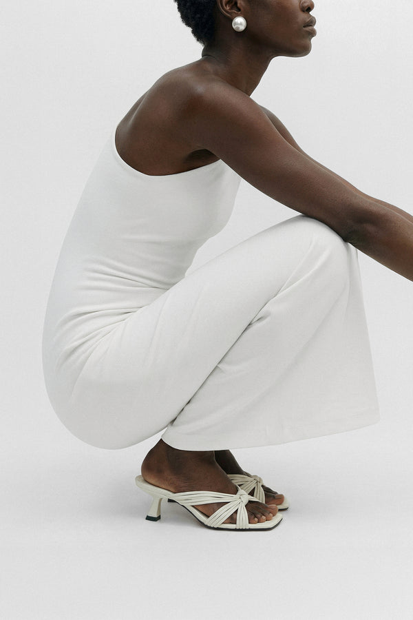 Souliers Martinez AMANDAWhite Woven Leather Sandals