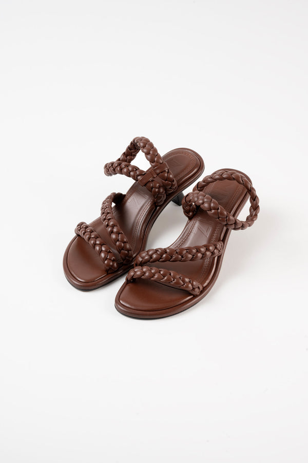 Souliers Martinez ANAYADark Brown Woven Leather Sandals