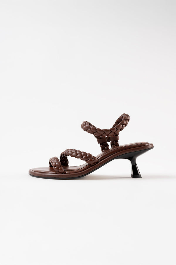 souliers martinez ANAYADark Brown Woven Leather Sandals