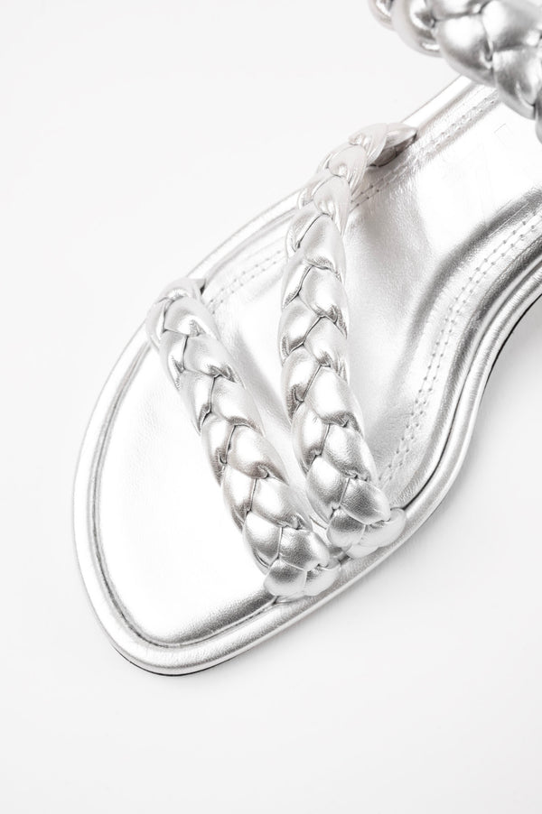 Souliers Martinez ANAYASilver Woven Leather Sandals