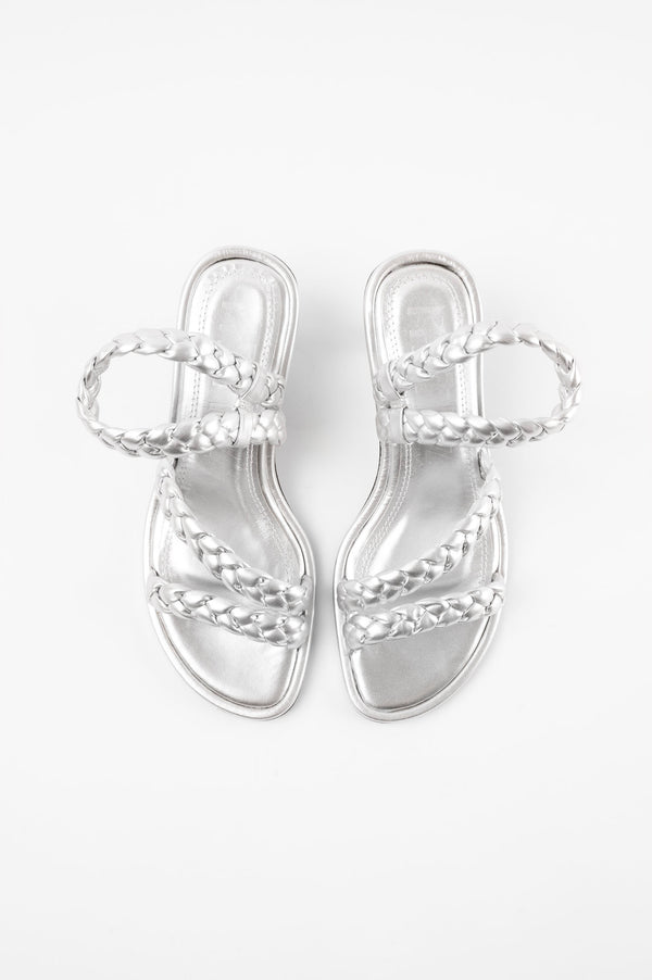 Souliers Martinez ANAYASilver Woven Leather Sandals