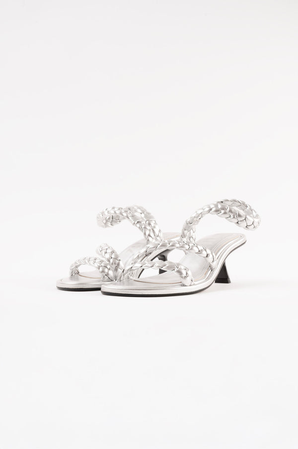 Souliers Martinez ANAYASilver Woven Leather Sandals