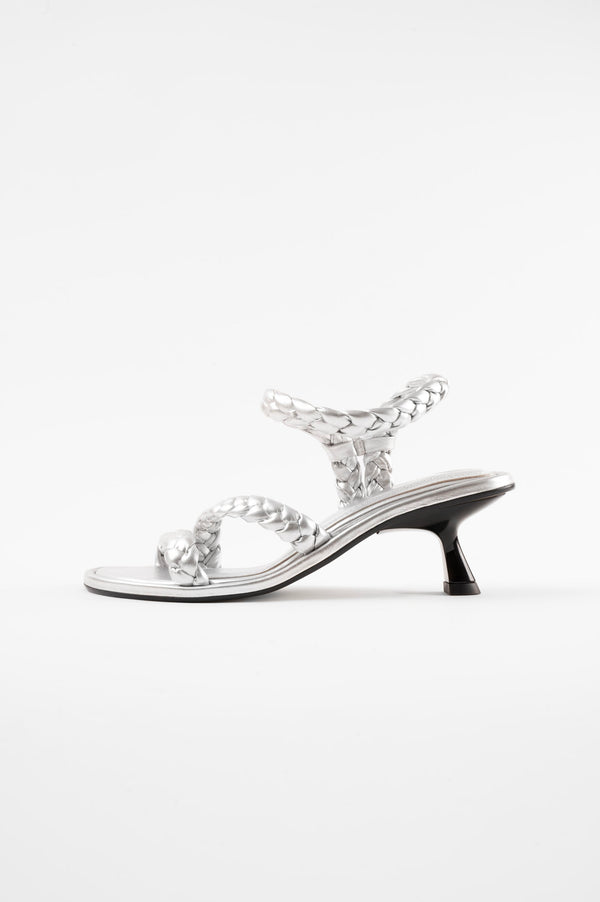 souliers martinez ANAYASilver Woven Leather Sandals