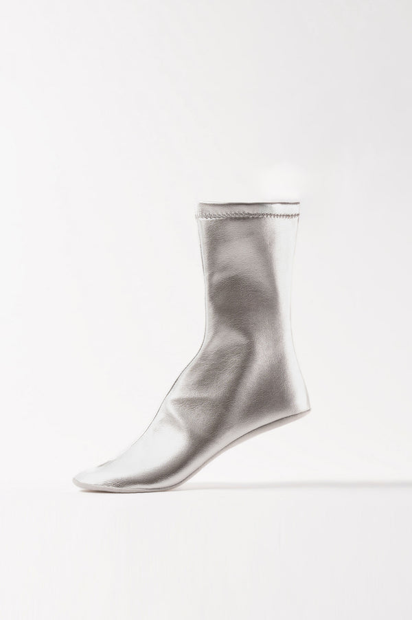 souliers martinez CARLASilver Faux Stretch Leather Socks
