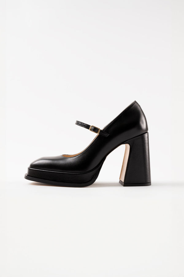 souliers martinez CASILDABlack Leather Mary Jane Pumps