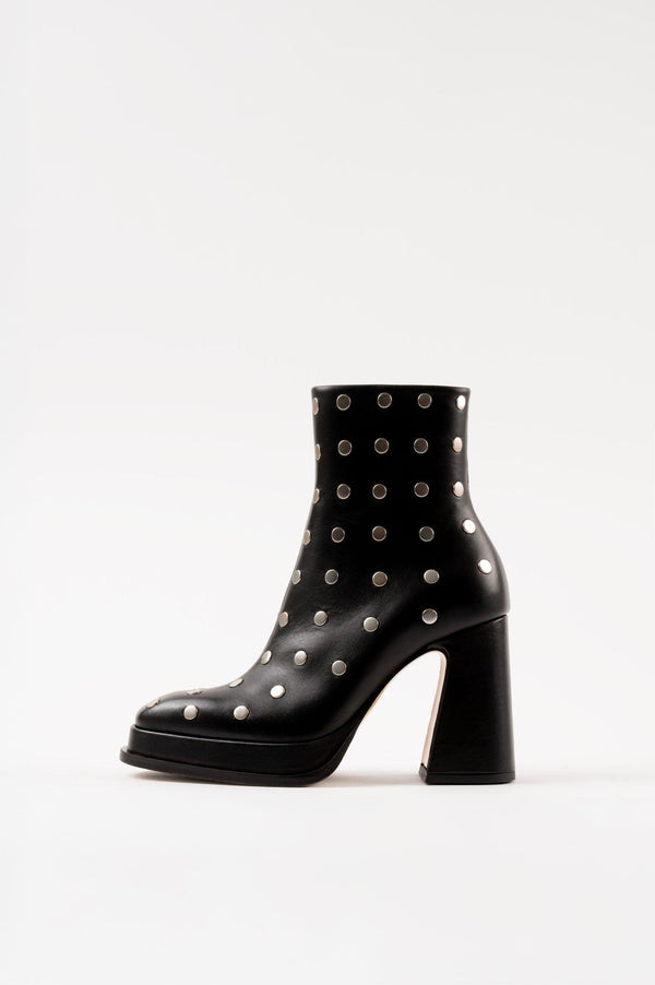 souliers martinez CHUECABlack Leather With Studs Platform Boots