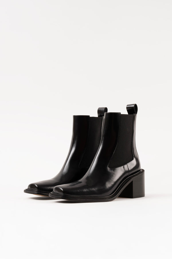 Souliers Martinez DALLASBlack Polished Leather Ankle Boots