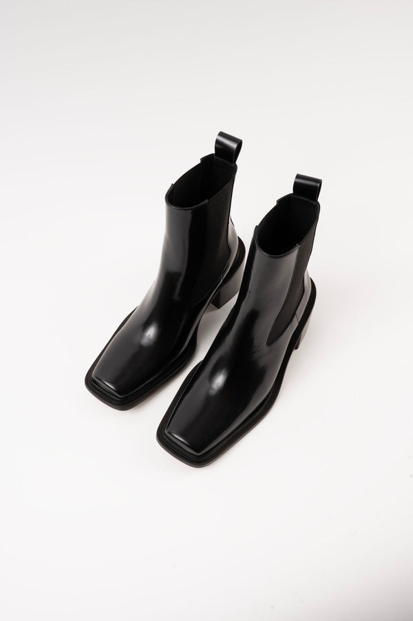 Souliers Martinez DALLASBlack Polished Leather Ankle Boots