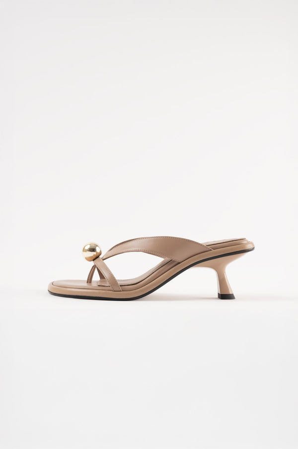 souliers martinez ESTELALight Brown Leather With Embellishment Sandals