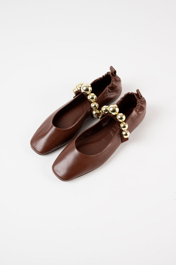 Souliers Martinez FLAMENCADark Brown Leather Ballerina