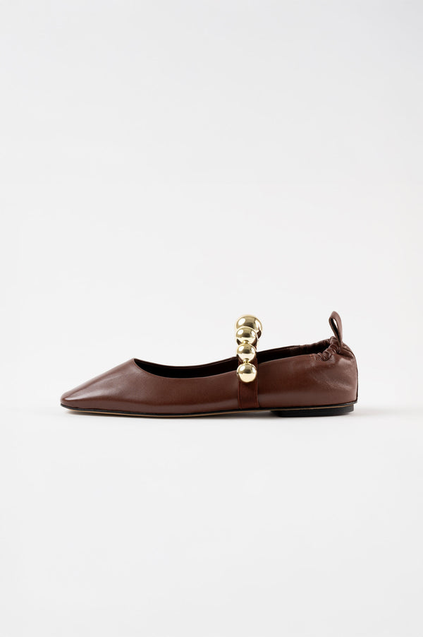 souliers martinez FLAMENCADark Brown Leather Ballerina