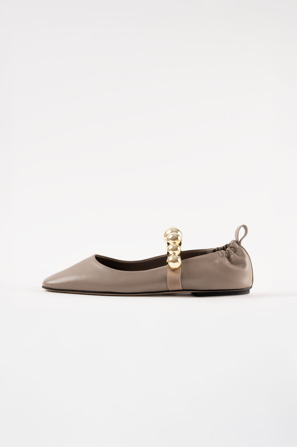 souliers martinez FLAMENCALight Taupe Leather Ballerina