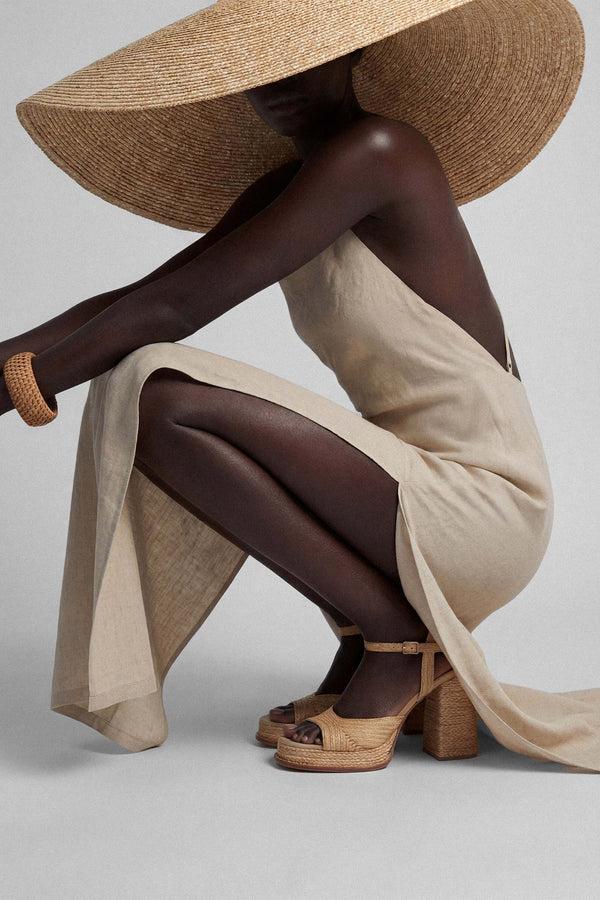 Souliers Martinez GRACIANatural Raffia Platform Sandals