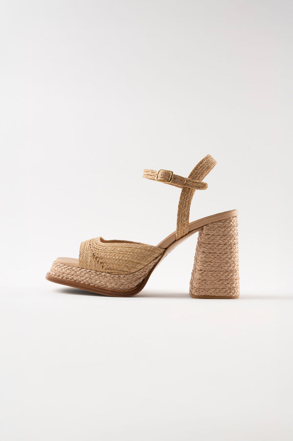 souliers martinez GRACIANatural Raffia Platform Sandals