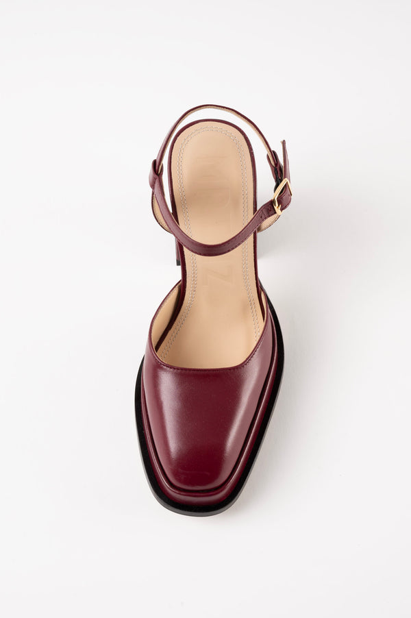 Souliers Martinez MALASANABurgundy Leather Platform Pumps