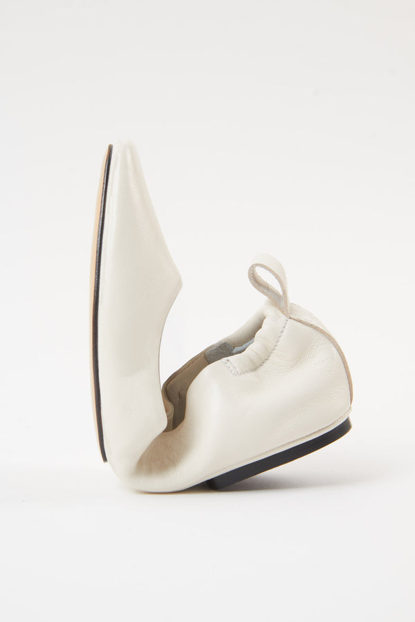 Souliers Martinez MONTJUICWhite Soft Leather Sacchetto Ballerina Flats