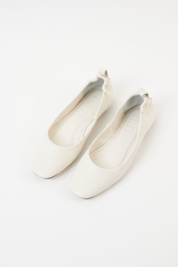 Souliers Martinez MONTJUICWhite Soft Leather Sacchetto Ballerina Flats