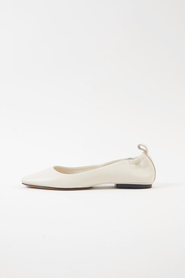 souliers martinez MONTJUICWhite Soft Leather Sacchetto Ballerina Flats
