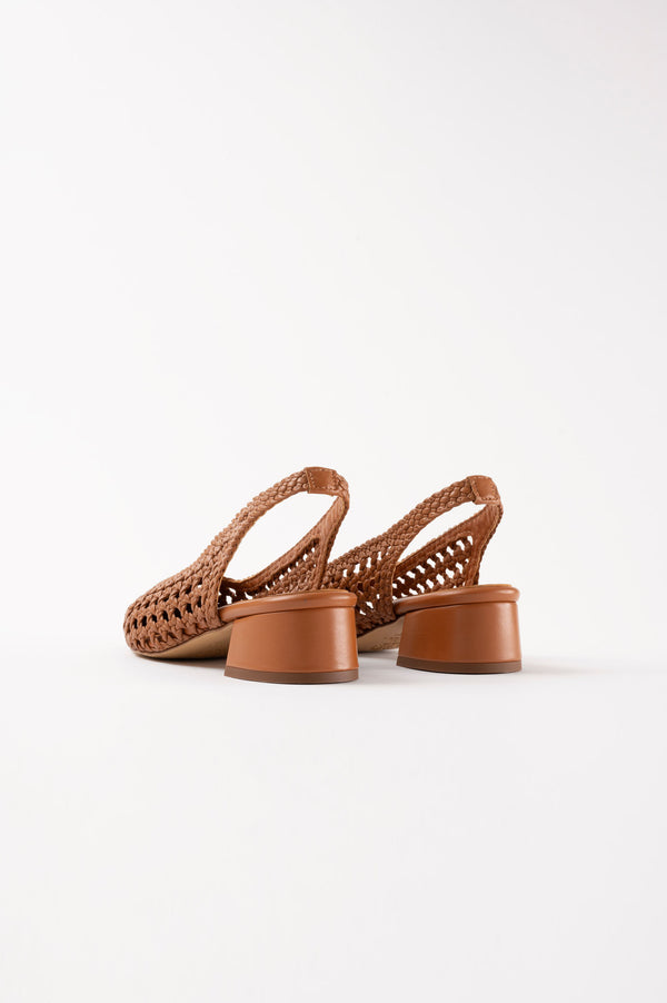 Souliers Martinez NOVA TARRAGONABrown Woven Leather Slingback Ballerina Flats