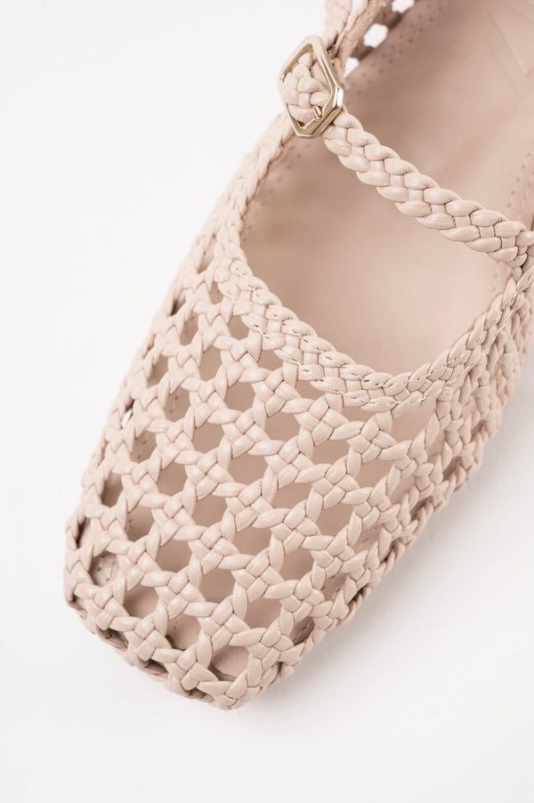 Souliers Martinez PARISBeige Woven Leather Ballerina